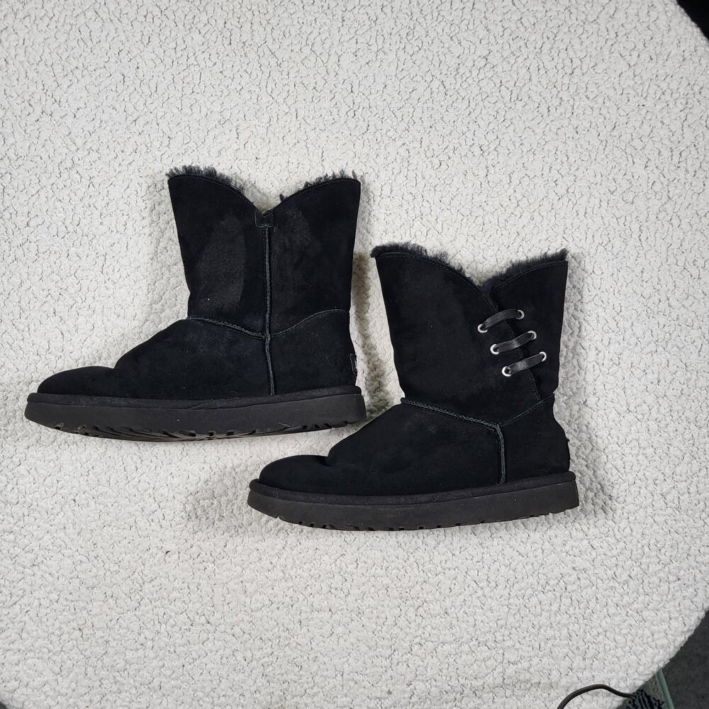 UGG Constantine boots in black suede with metal eyelets and UGGpure size 9